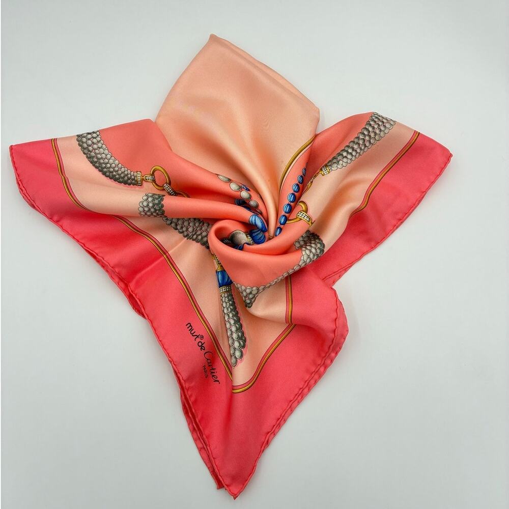 33" Cartier Vintage Silk Pink Scarf